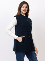 4434 Navy Sleevless Nehru Jacket Twenty Me Winter Wear