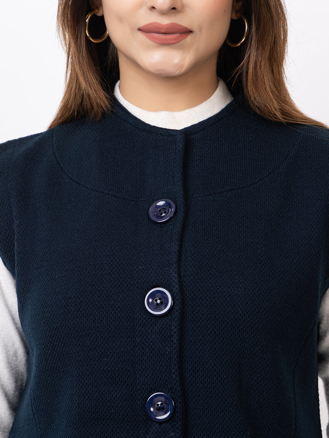 4434 Navy Sleevless Nehru Jacket Twenty Me Winter Wear