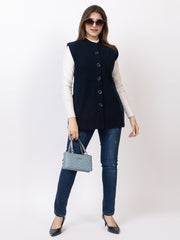 4434 Navy Sleevless Nehru Jacket Twenty Me Winter Wear