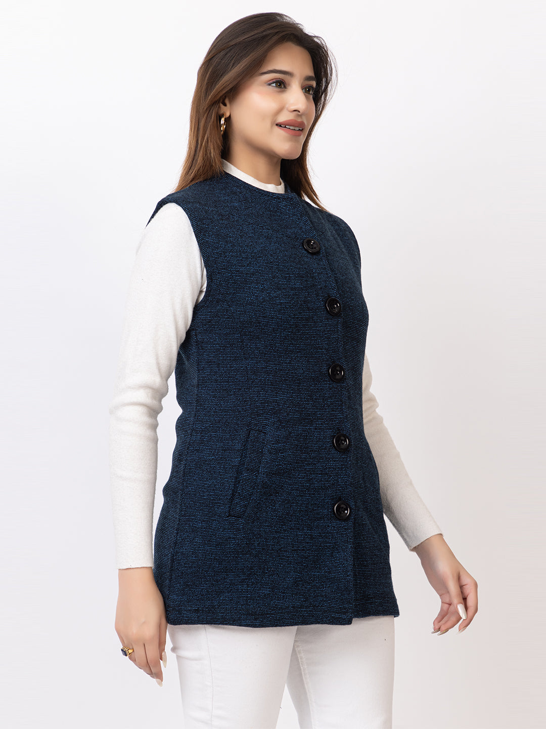 4228 Navy Sleevless Nehru Jacket Twenty Me Winter Wear