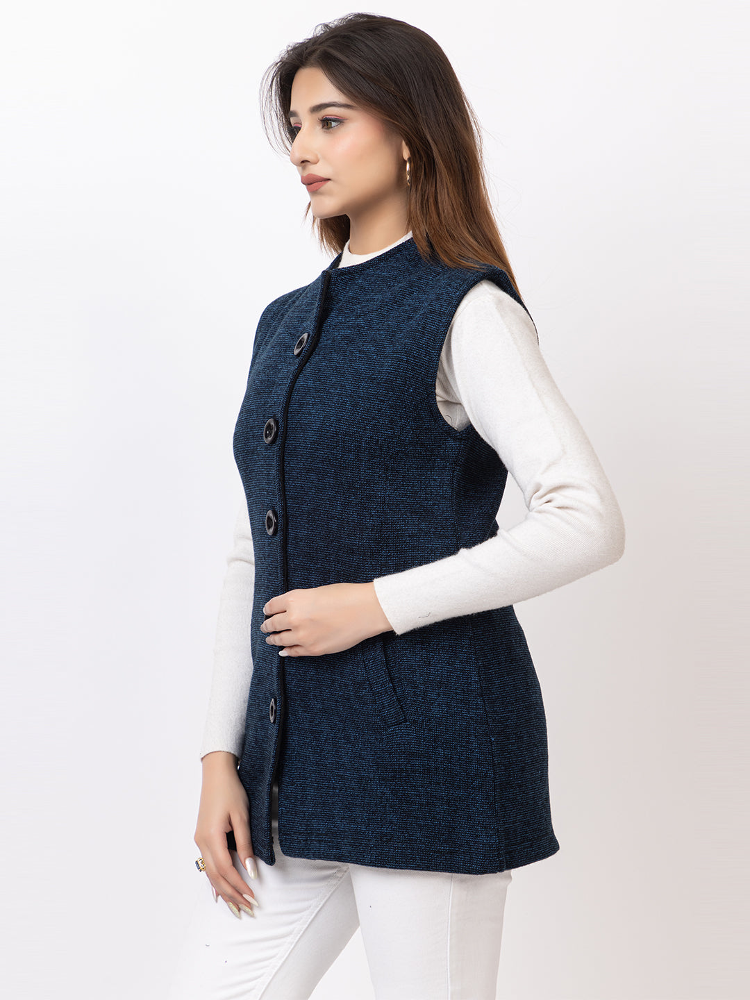 4228 Navy Sleevless Nehru Jacket Twenty Me Winter Wear
