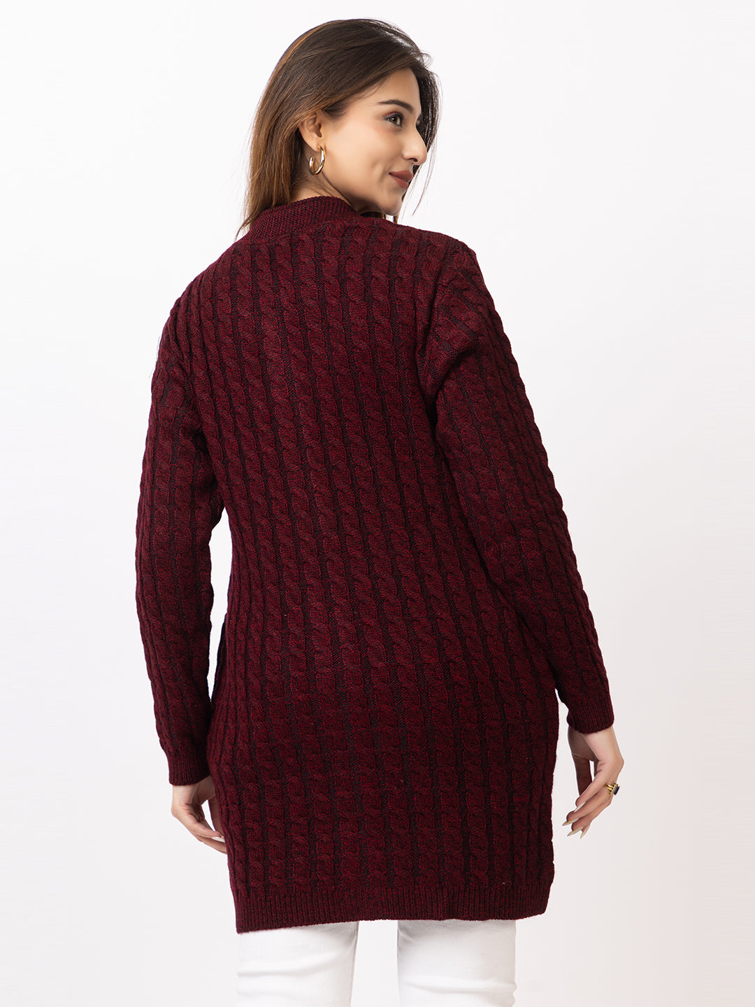 4661 Maroon Crew Neck Cardigan winter wear TWENTY ME