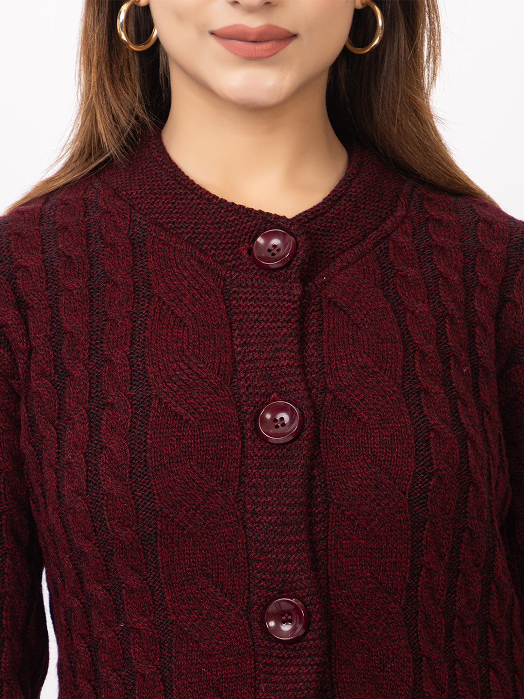4661 Maroon Crew Neck Cardigan winter wear TWENTY ME