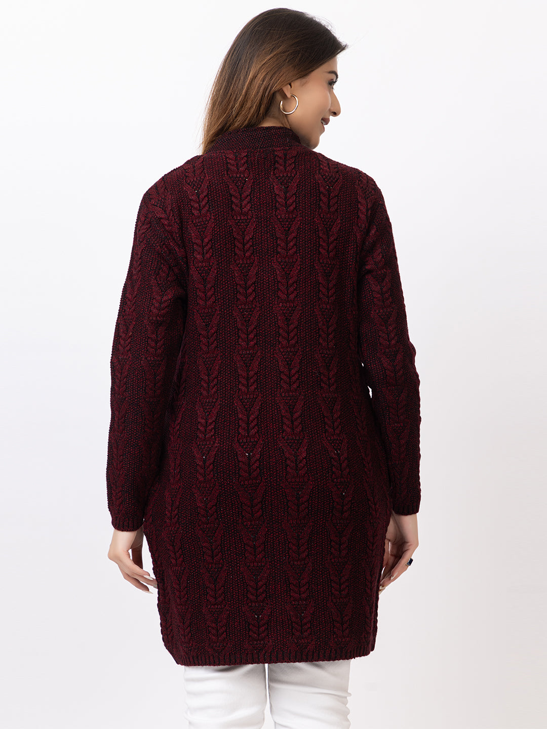 4689 D Maroon Crew Neck Cardigan winter wear TWENTY ME
