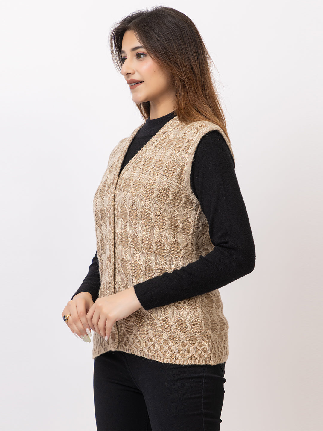 1263 Camel Sleeveless Cardigan Winter Wear TWENTY ME