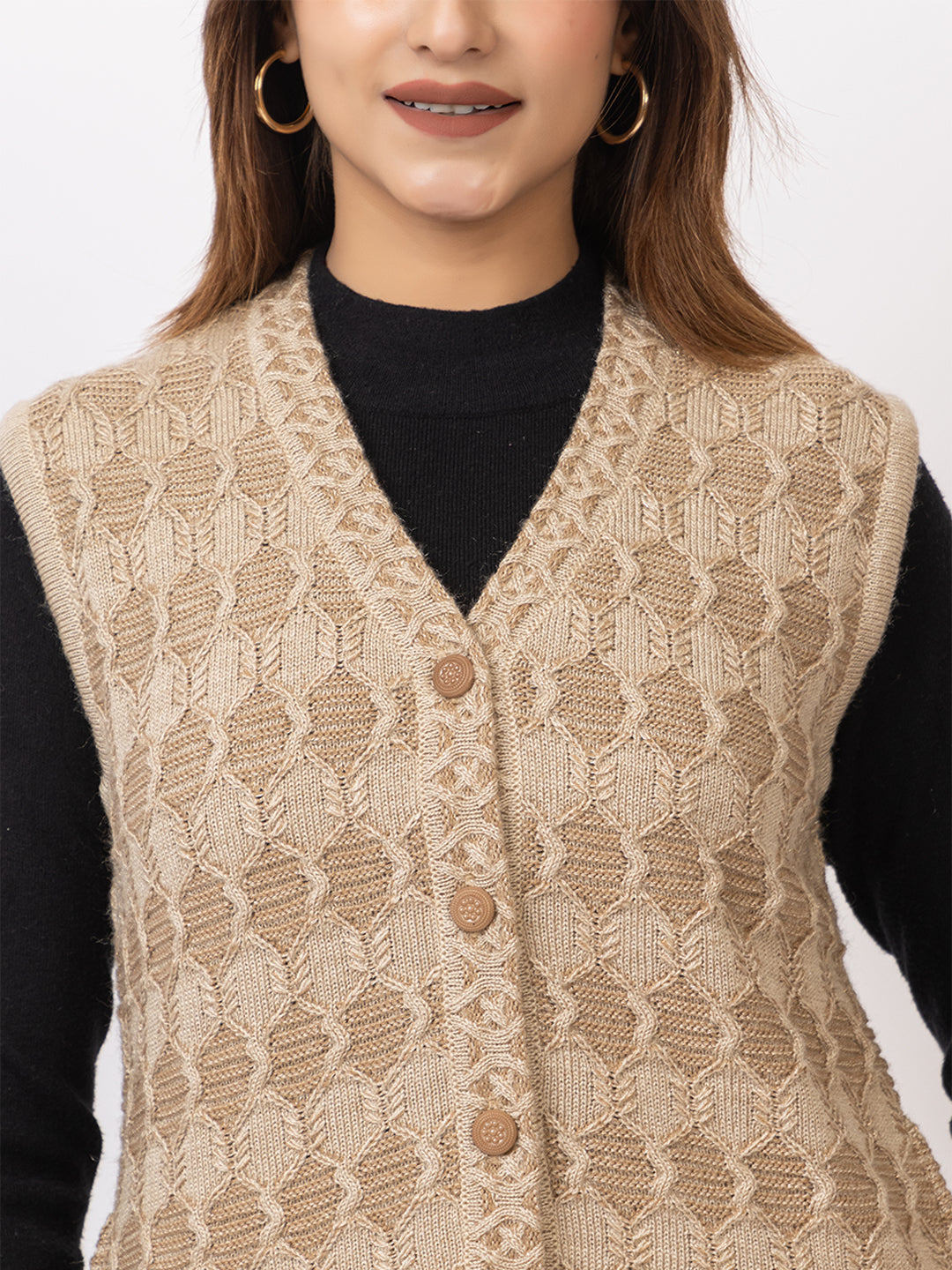 1263 Camel Sleeveless Cardigan Winter Wear TWENTY ME