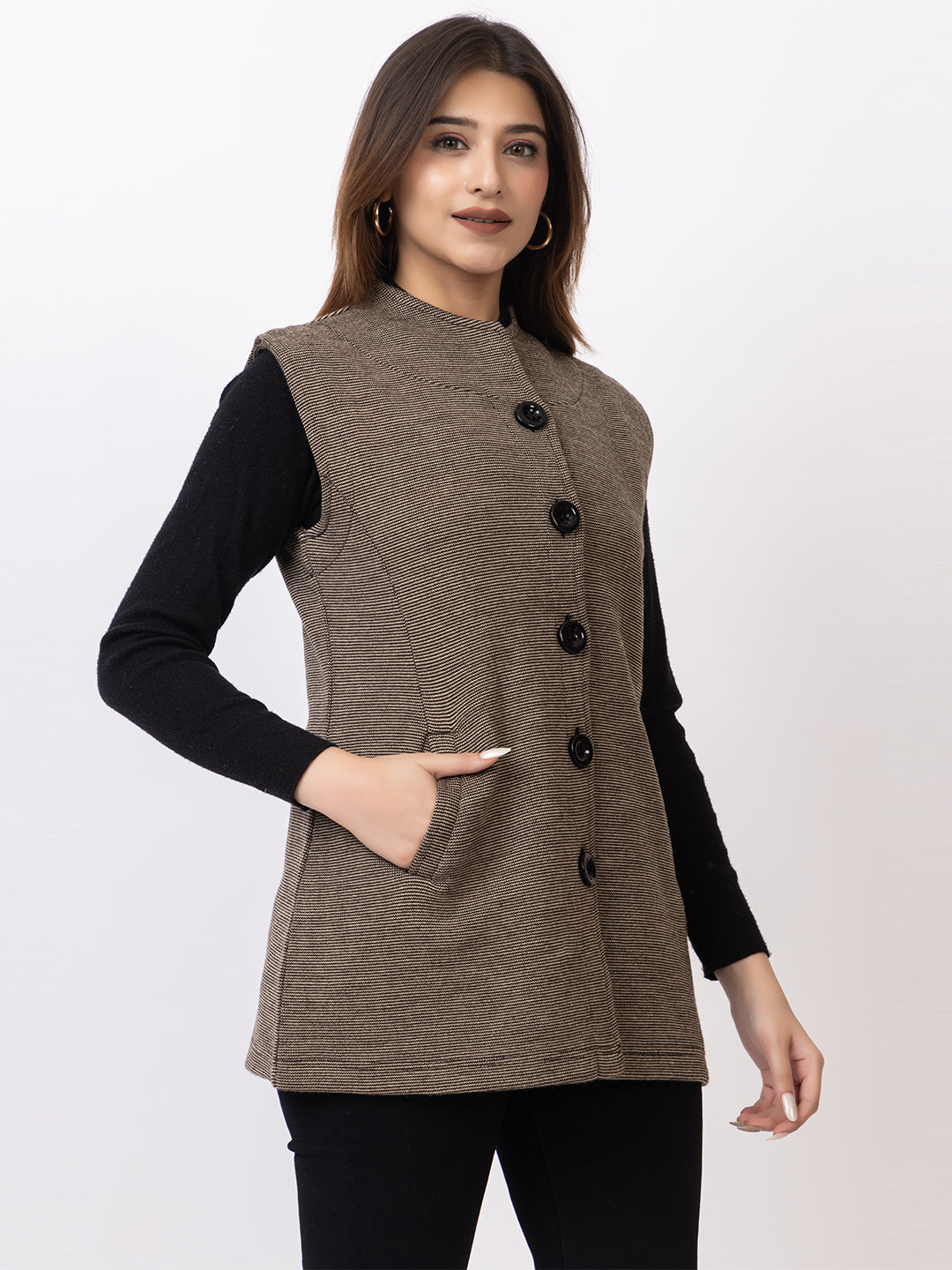 4228 Camel Sleevless Nehru Jacket Twenty Me Winter Wear