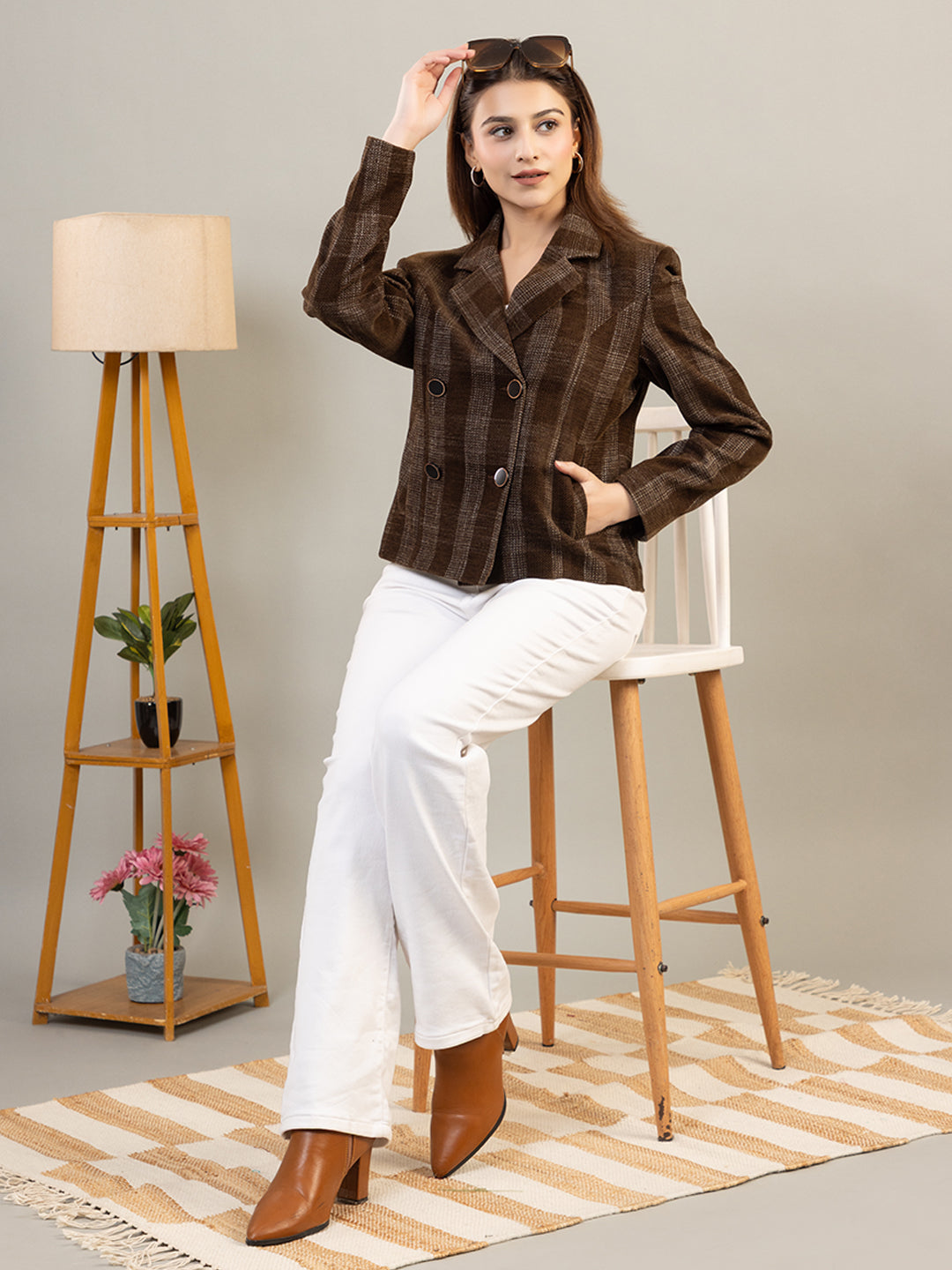 TWENTY ME Winter Wear Casual Wear Chenille Regular Fit with Side pockets Stylish Blazer for Women (4370)