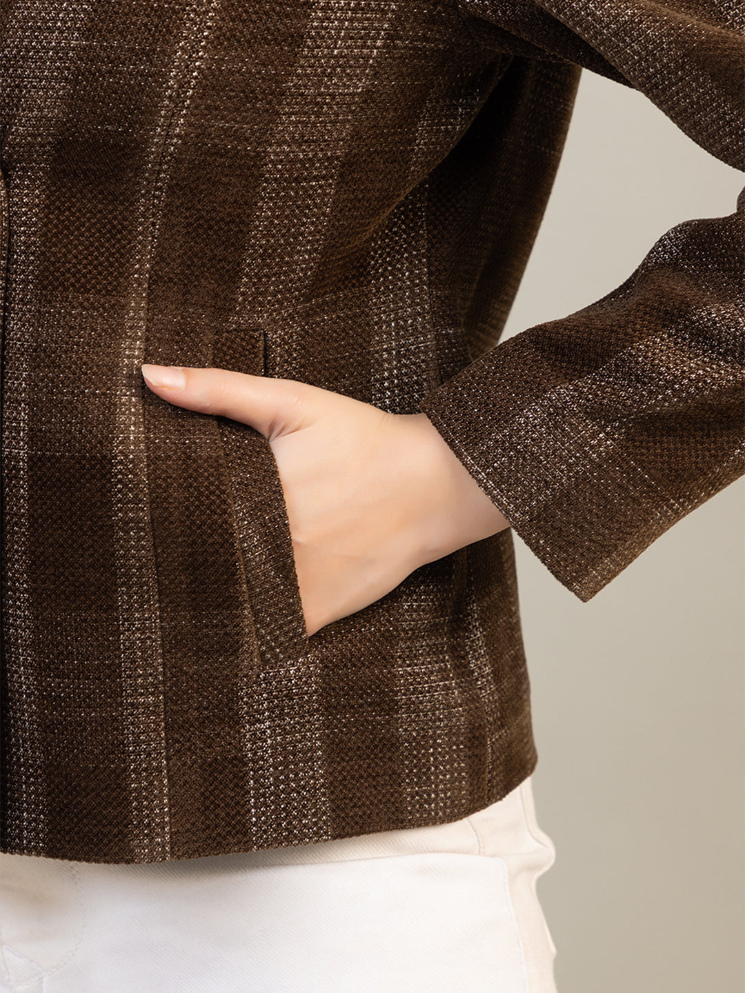TWENTY ME Winter Wear Casual Wear Chenille Regular Fit with Side pockets Stylish Blazer for Women (4370)