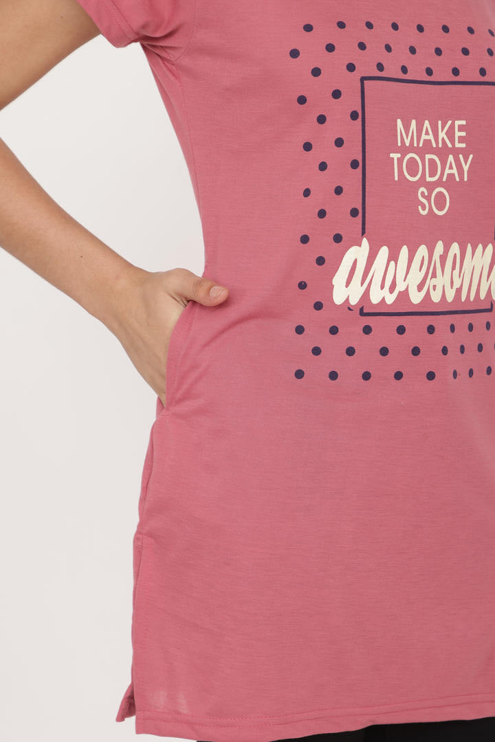 VR-001 D Pink Cotton Stylish Tshirt Summer Wear TWENTY ME