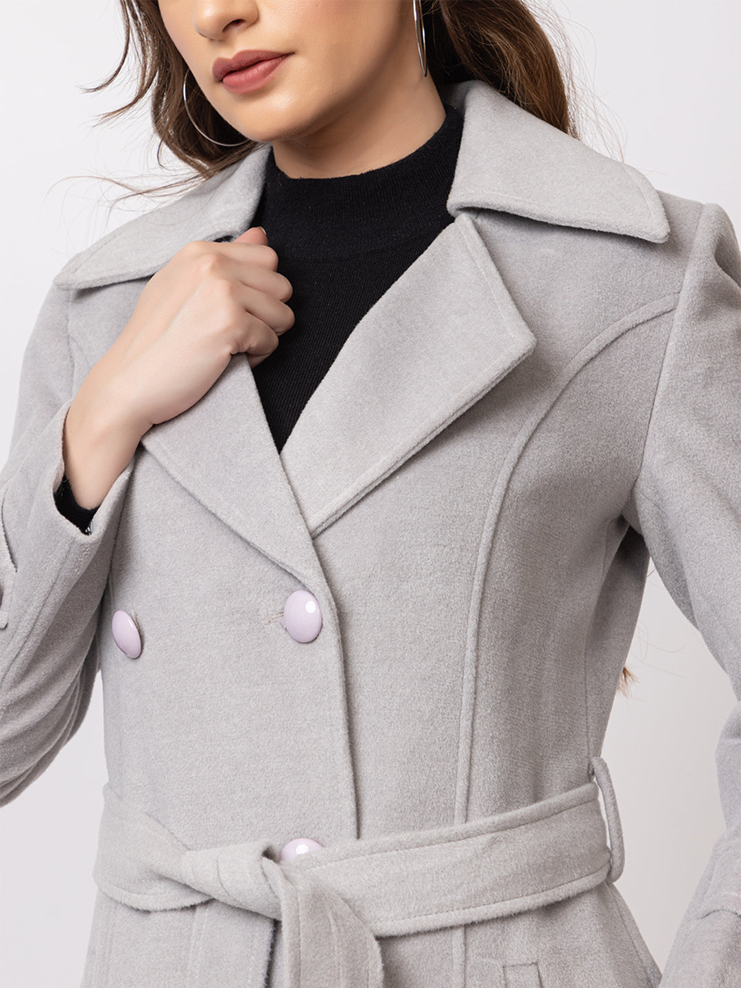 4336 L Grey Long Coat Winter Wear TWENTY ME