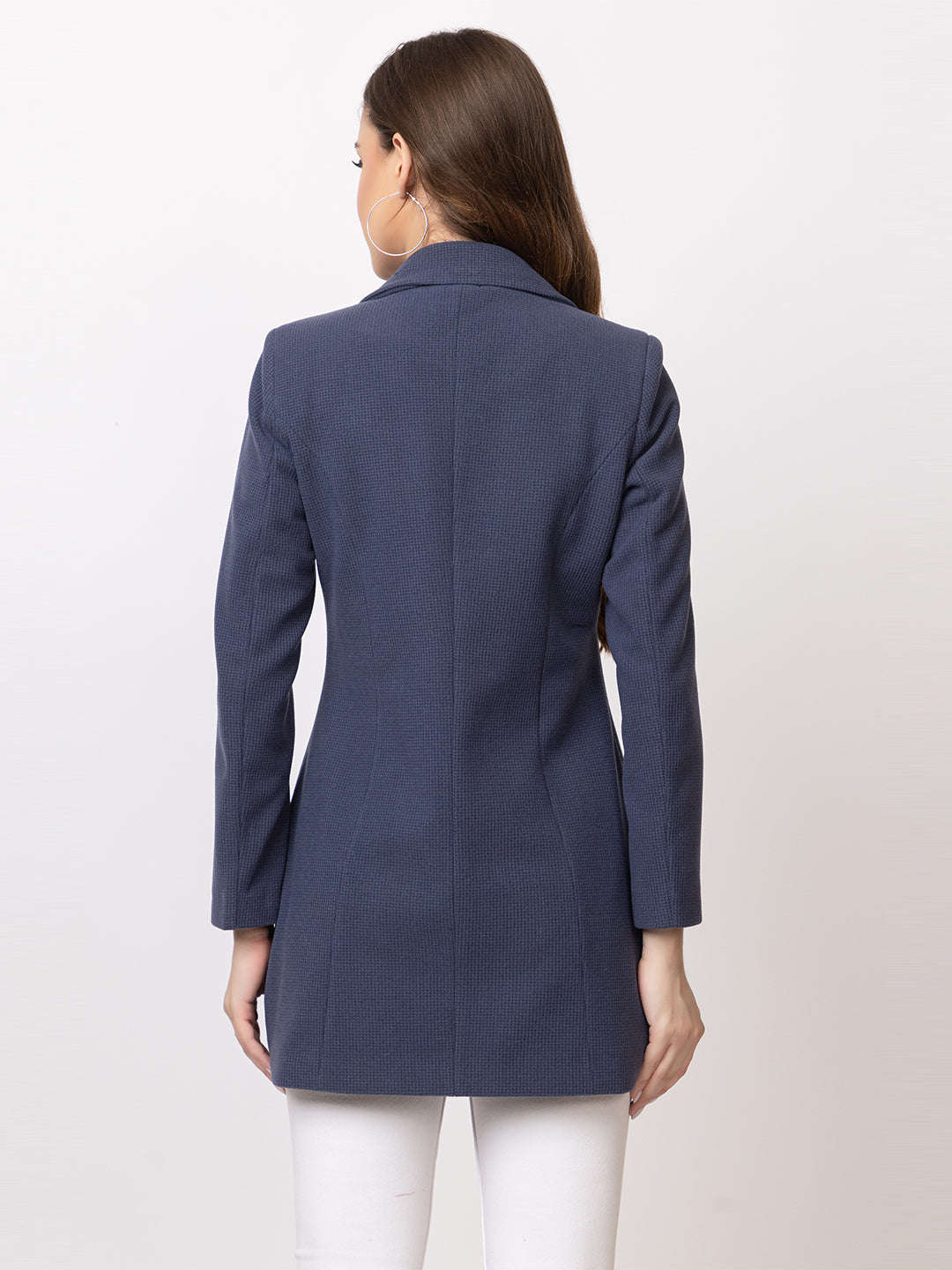 4270 Navy Wool Blend Long Blazer Winter wear TWENTY ME