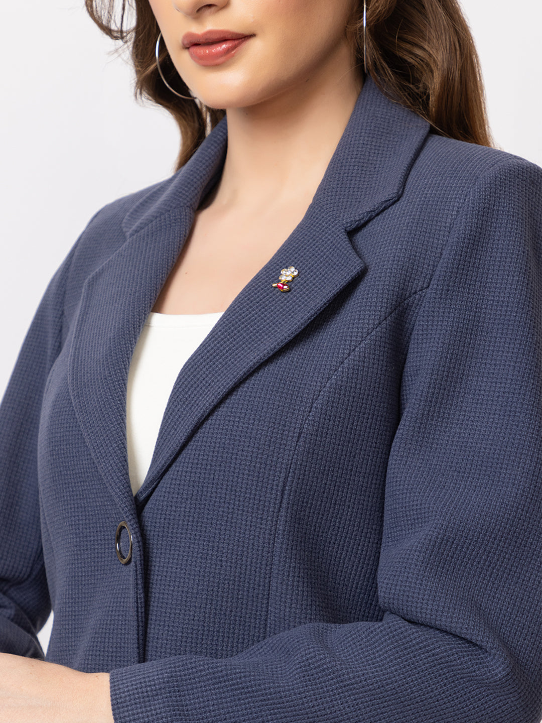 4270 Navy Wool Blend Long Blazer Winter wear TWENTY ME