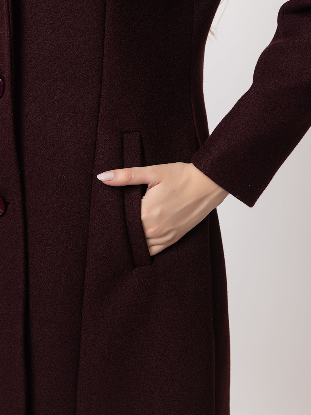4164 Wine Velvet Long Coat Winter wear TWENTY ME
