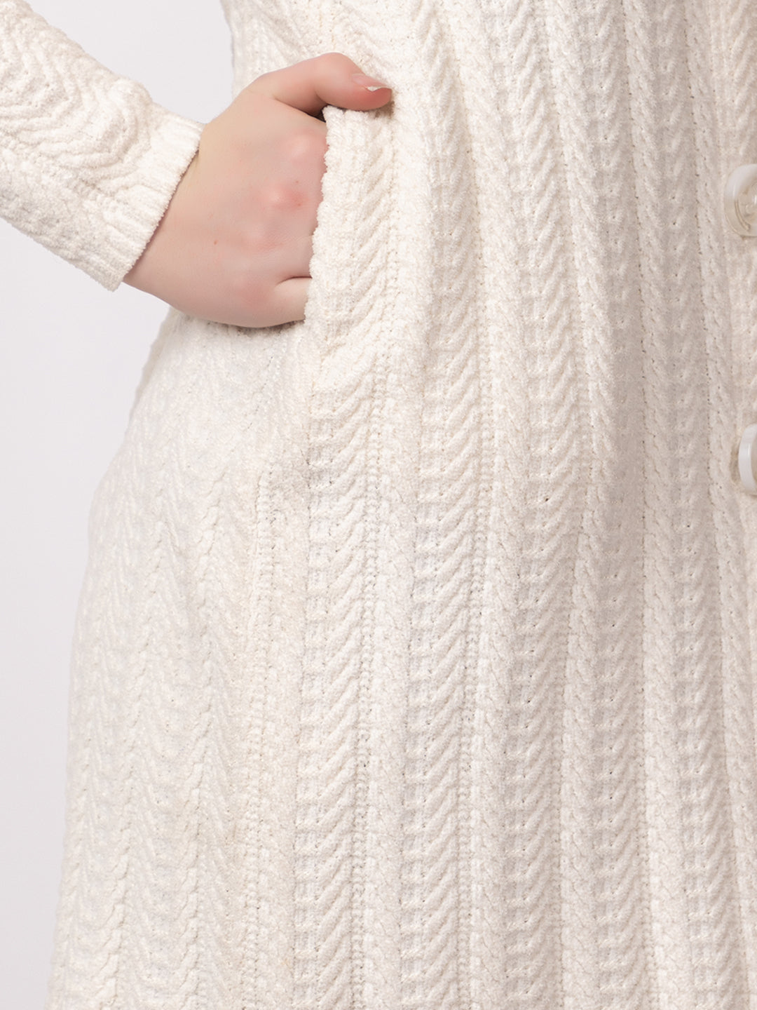 4708 Off White Wool Blend Button Closure Soft & Warm Cardigans Winter Wear TWENTY ME