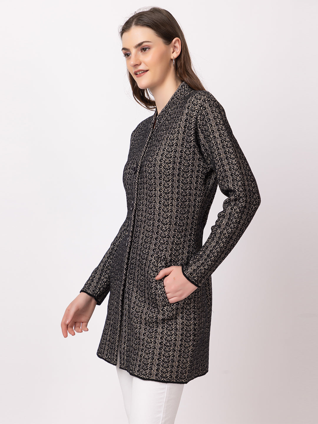 4727 Black Long Cardigan for Winter