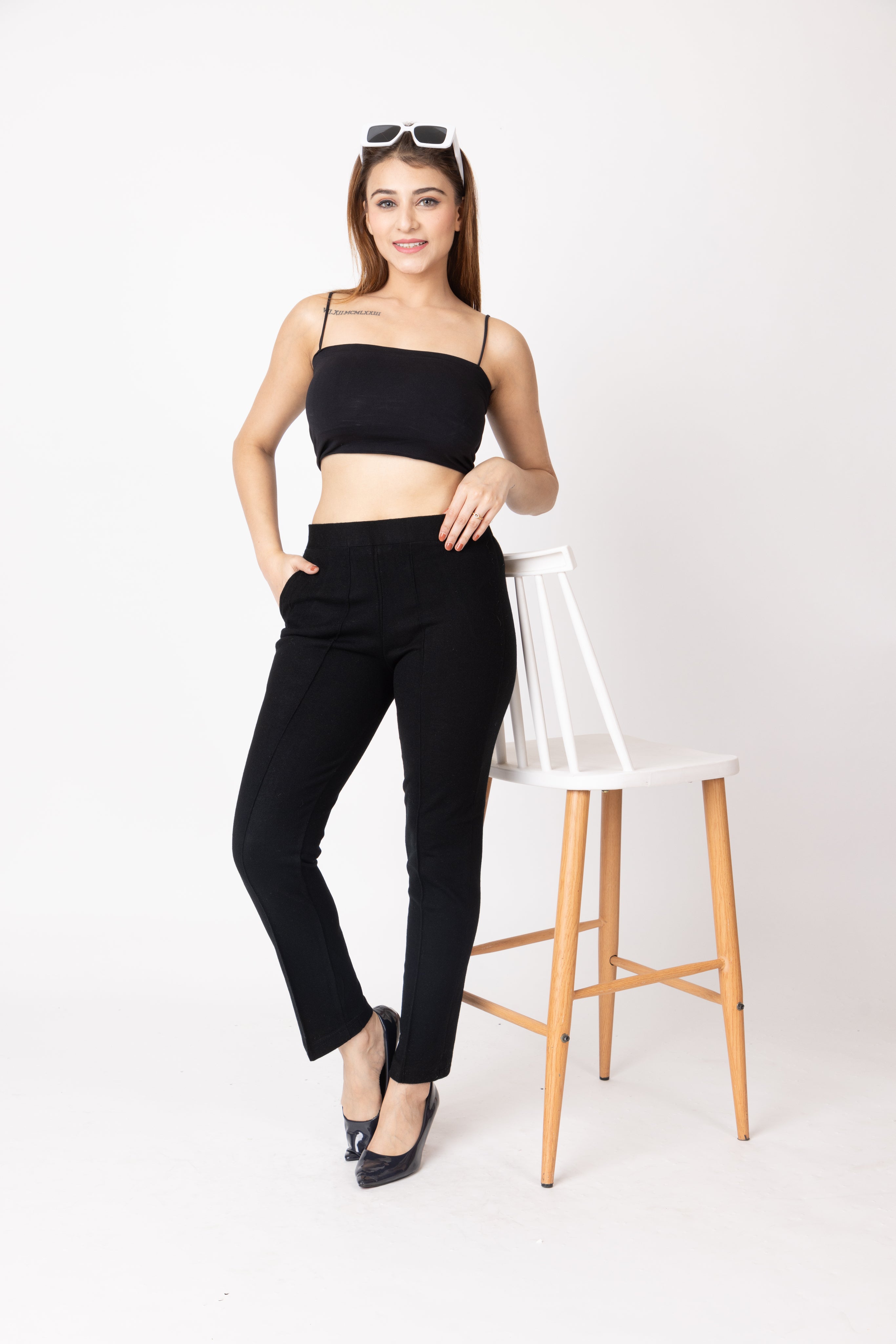 1316 Navy Wool Trouser Regular Fit Women Winter Wear TWENTY ME