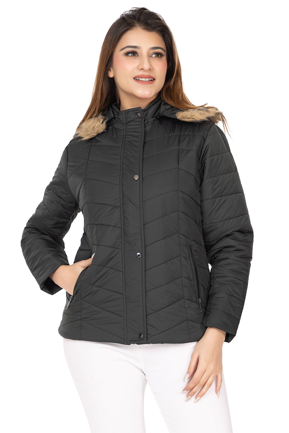 8044 Casual Nylon Full Sleeve Women's Jacket Winter Wear TWENTY ME