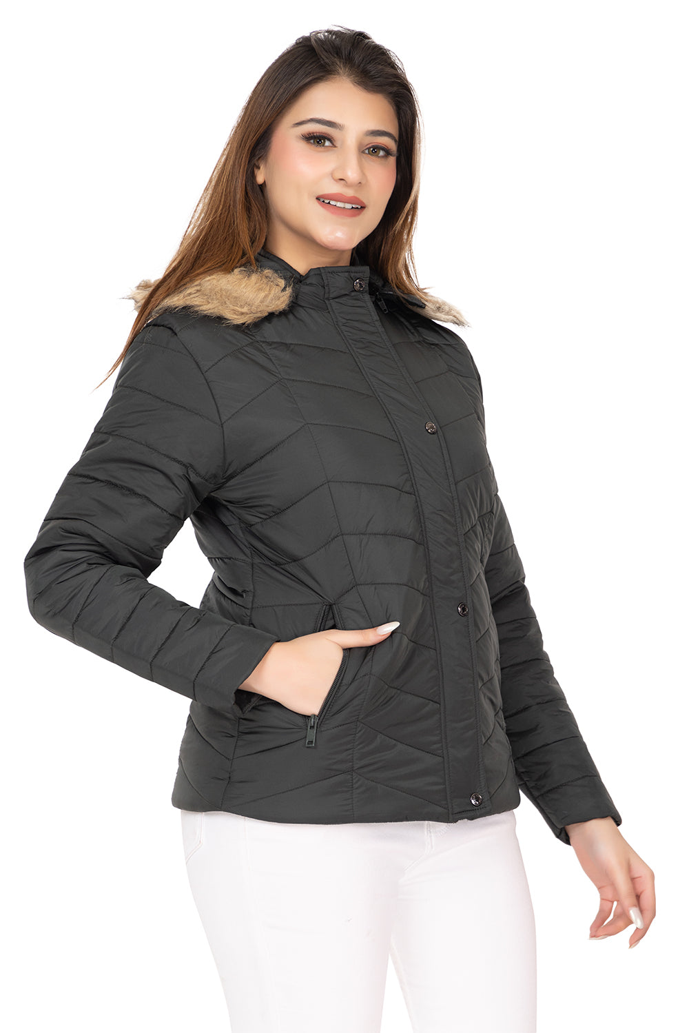 8044 Casual Nylon Full Sleeve Women's Jacket Winter Wear TWENTY ME