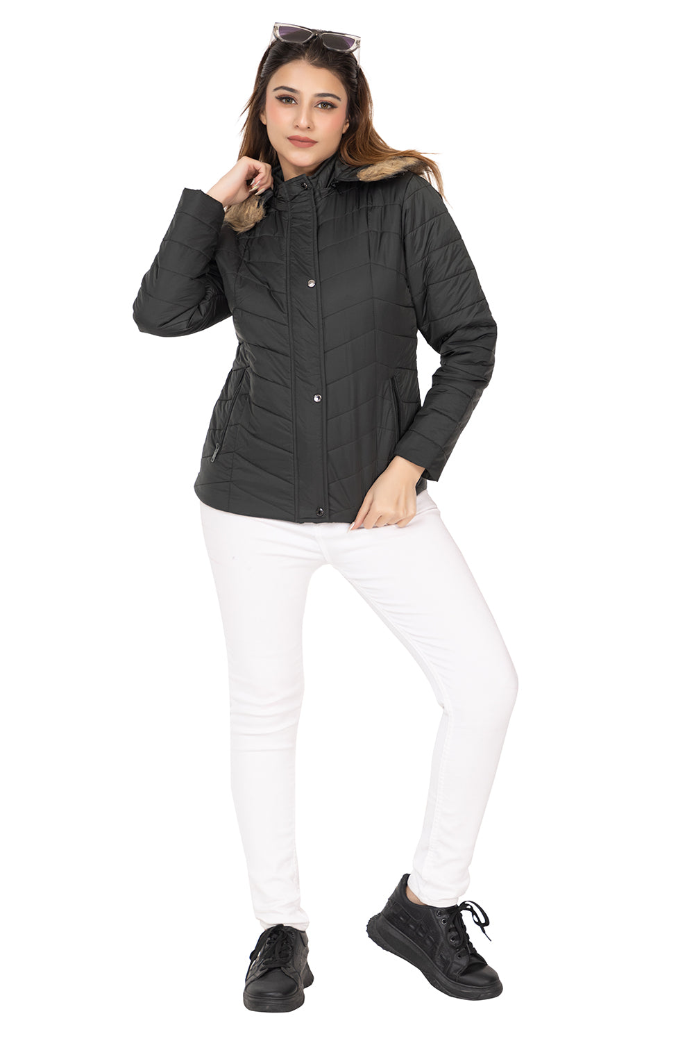 8044 Casual Nylon Full Sleeve Women's Jacket Winter Wear TWENTY ME