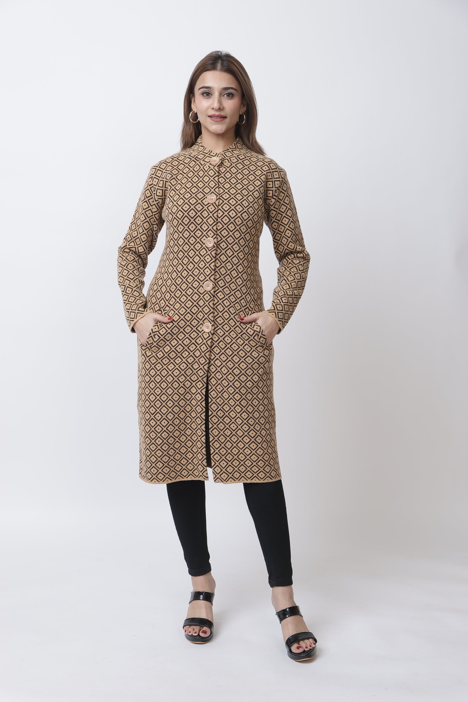 4663 Camel Long Cardigan Winter Wear TWENTY ME