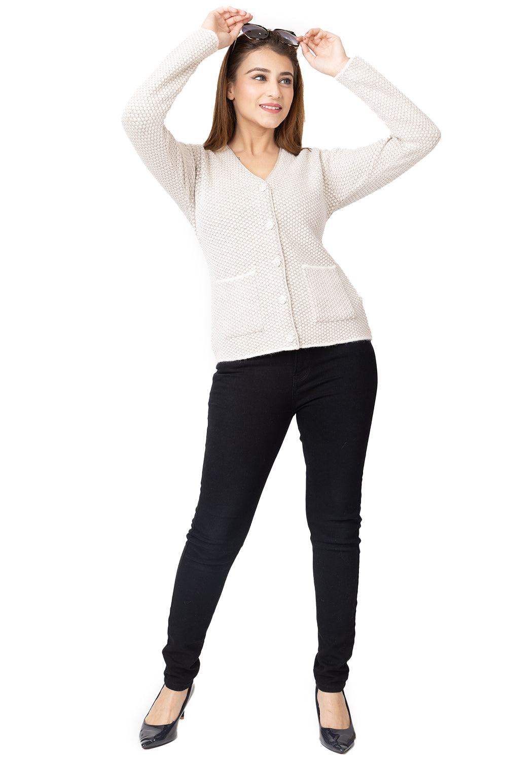 2286 White Cardigan Full Sleeve with Button-Closure TWENTY ME