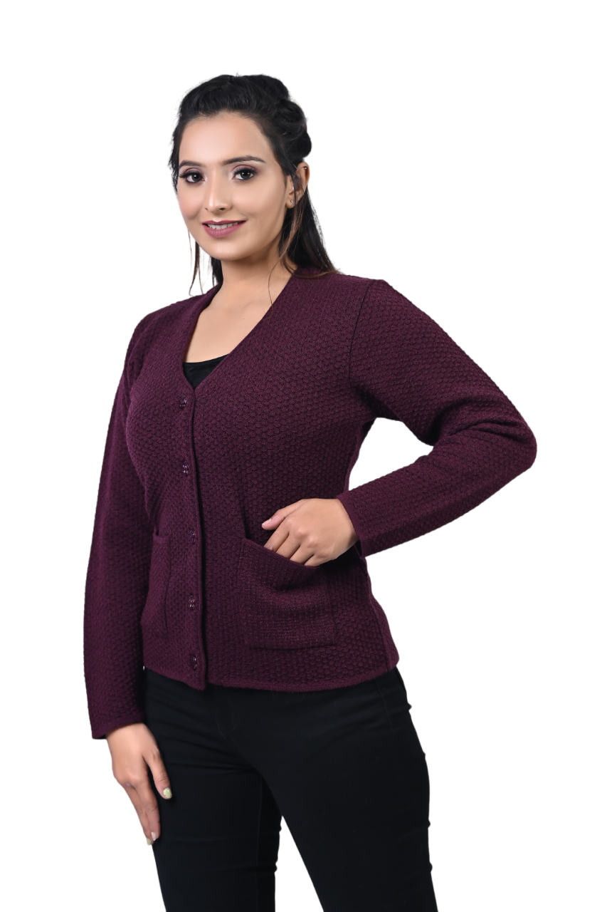 2286 Wine Cardigan Full Sleeve with Button-Closure TWENTY ME