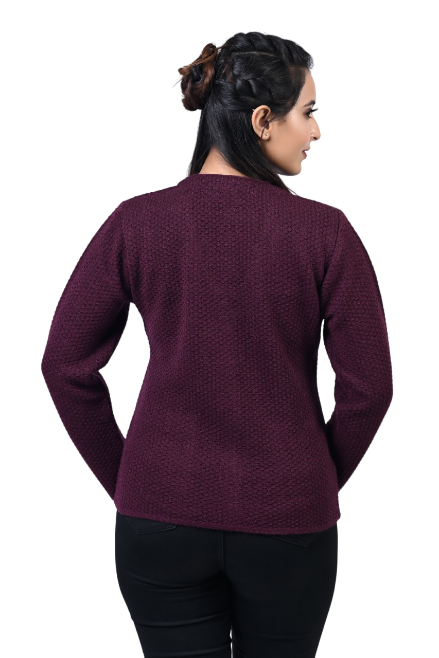 2286 Wine Cardigan Full Sleeve with Button-Closure TWENTY ME
