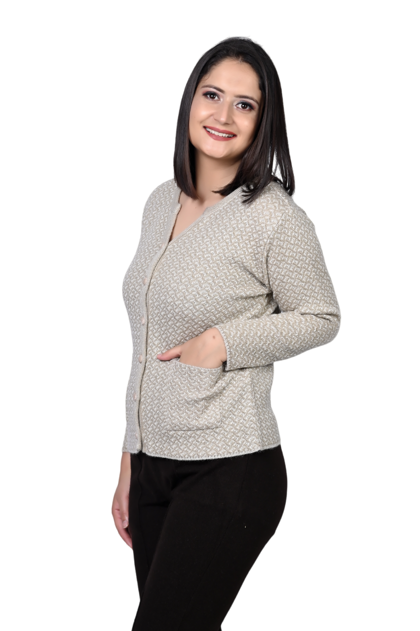 2287 Camel Knitted V-Neck Cardigan Button closure with Pockets TWENTY ME