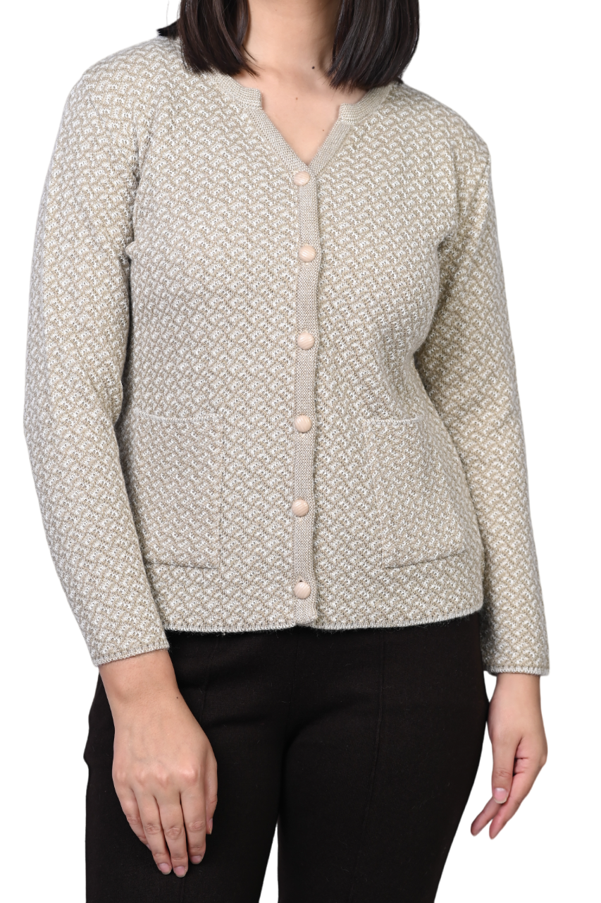 2287 Camel Knitted V-Neck Cardigan Button closure with Pockets TWENTY ME