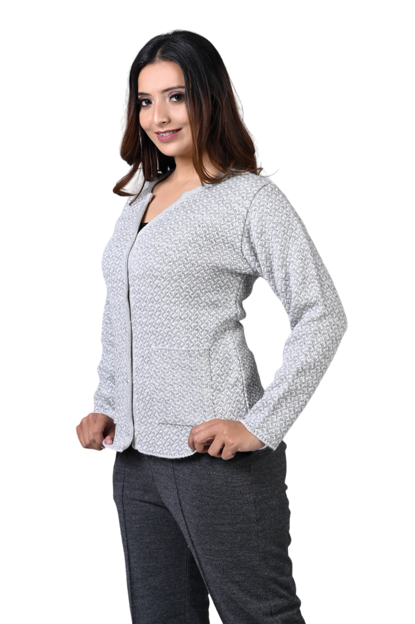 2287 Grey Knitted V-Neck Cardigan Button closure with Pockets TWENTY ME