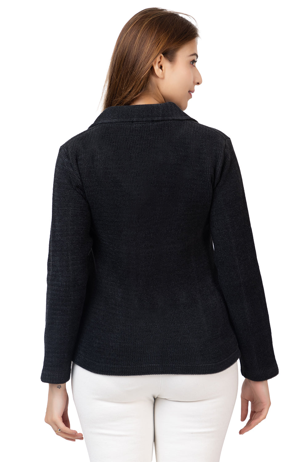 2815 Black Knitted Notched-Collar Cardigan with Pockets TWENTY ME