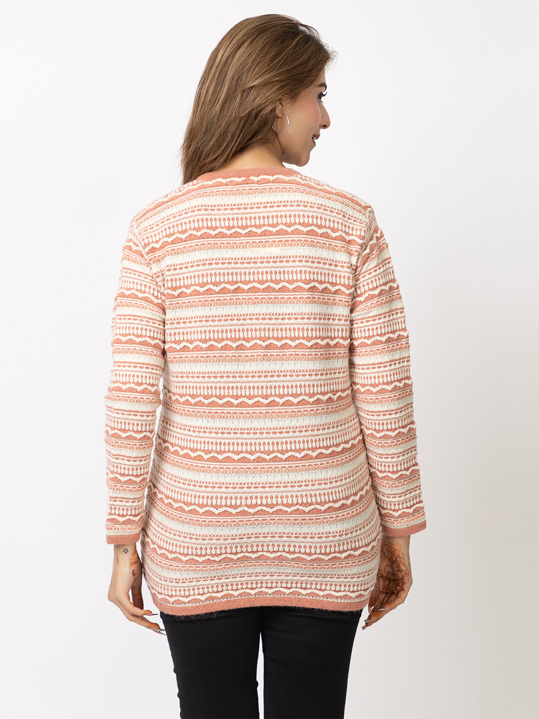 2846 Peach Cardigan Acrylic Blend Button Closure Soft & Warm Winter Wear TWENTY ME