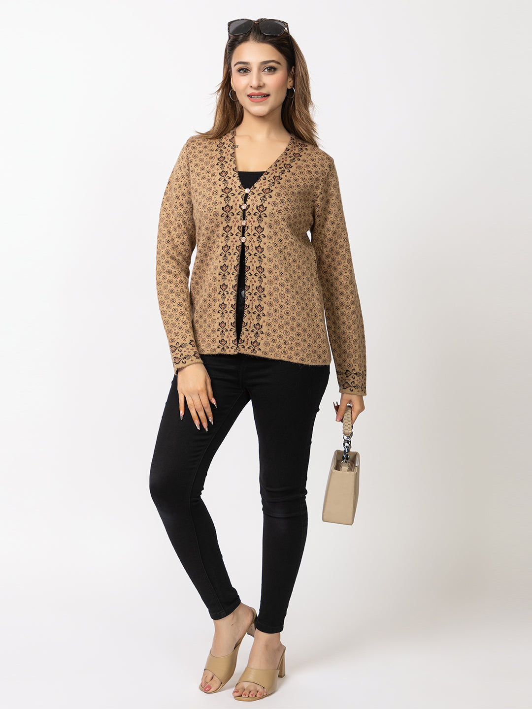 2876 Camel Cardigan Acrylic Blend Button Closure Soft & Warm  Winter Wear TWENTY ME