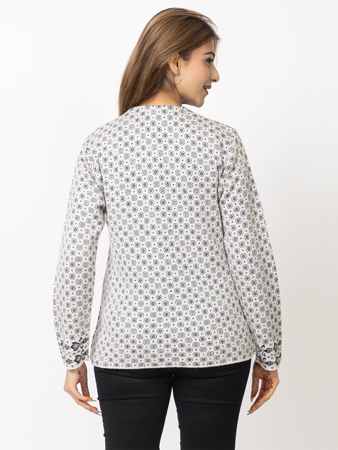 2876 White Cardigan Acrylic Blend Button Closure Soft & Warm Winter Wear TWENTY ME