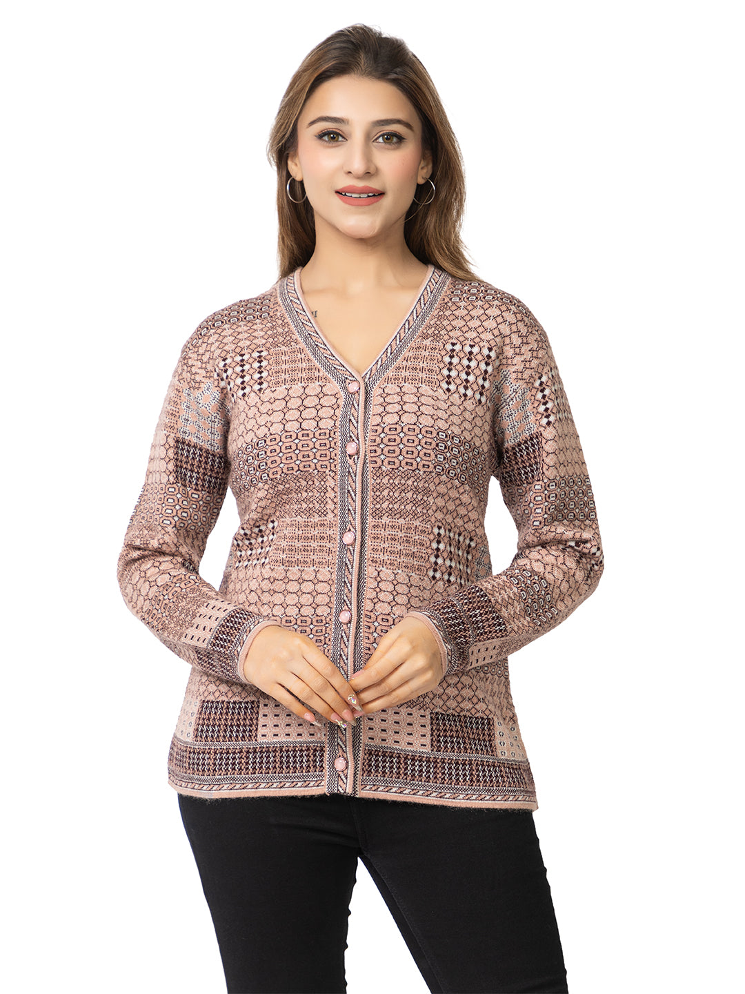 2890 Pink Cardigan Acrylic Blend Button Closure Soft & Warm Winter Wear TWENTY ME