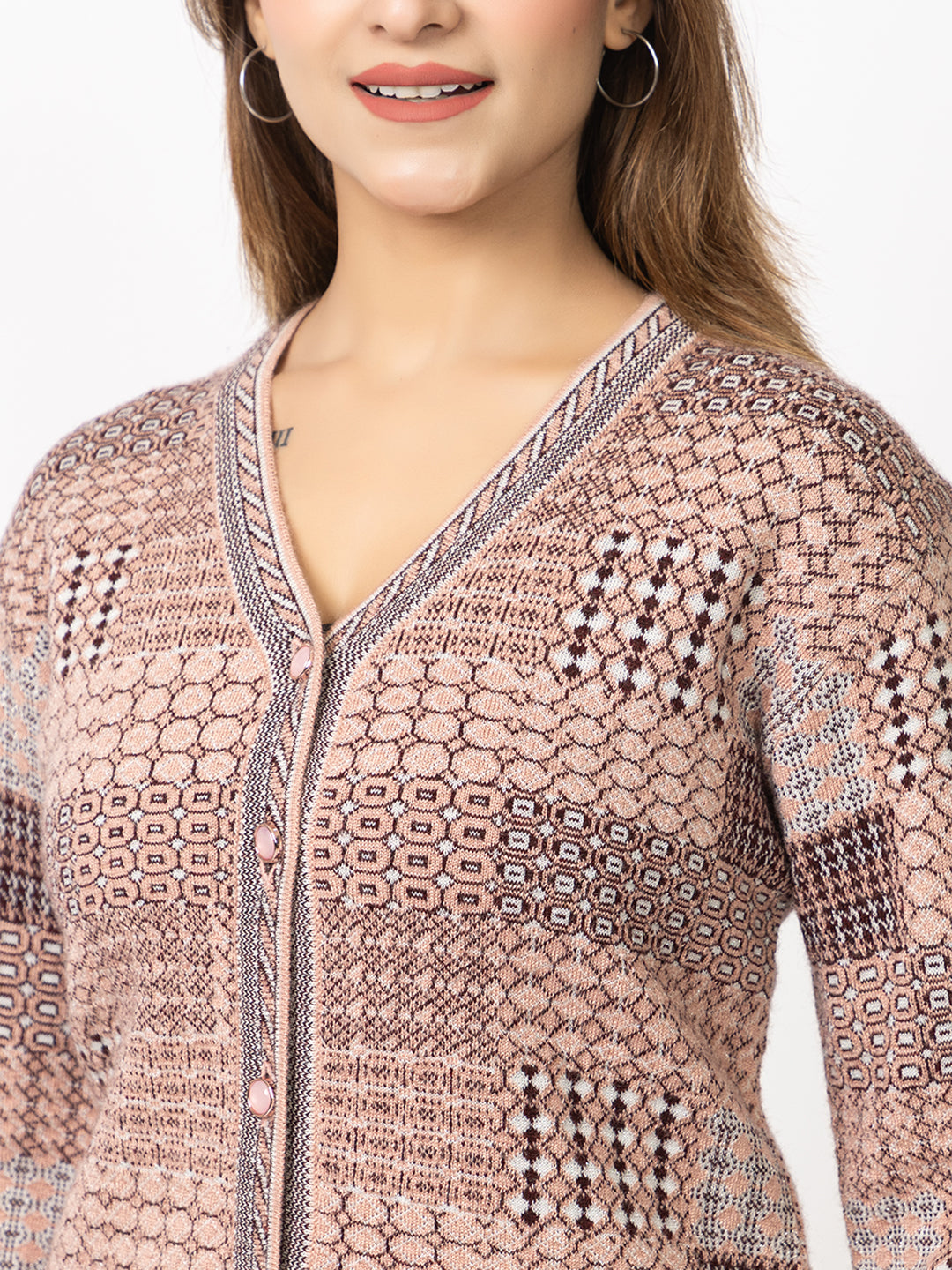 2890 Pink Cardigan Acrylic Blend Button Closure Soft & Warm Winter Wear TWENTY ME