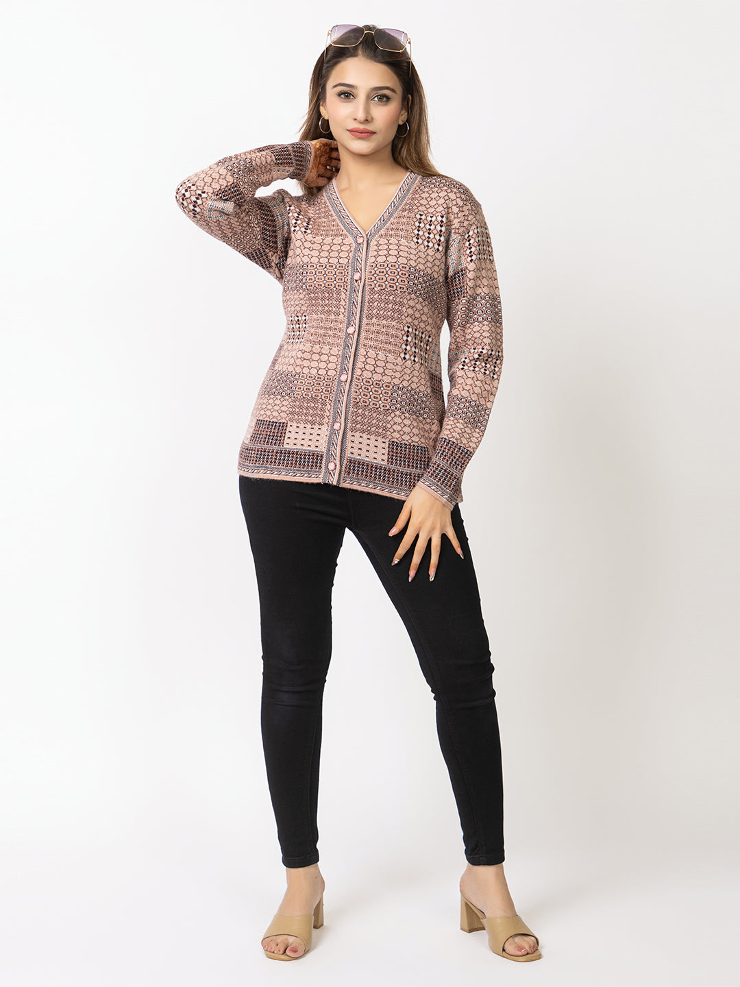 2890 Pink Cardigan Acrylic Blend Button Closure Soft & Warm Winter Wear TWENTY ME