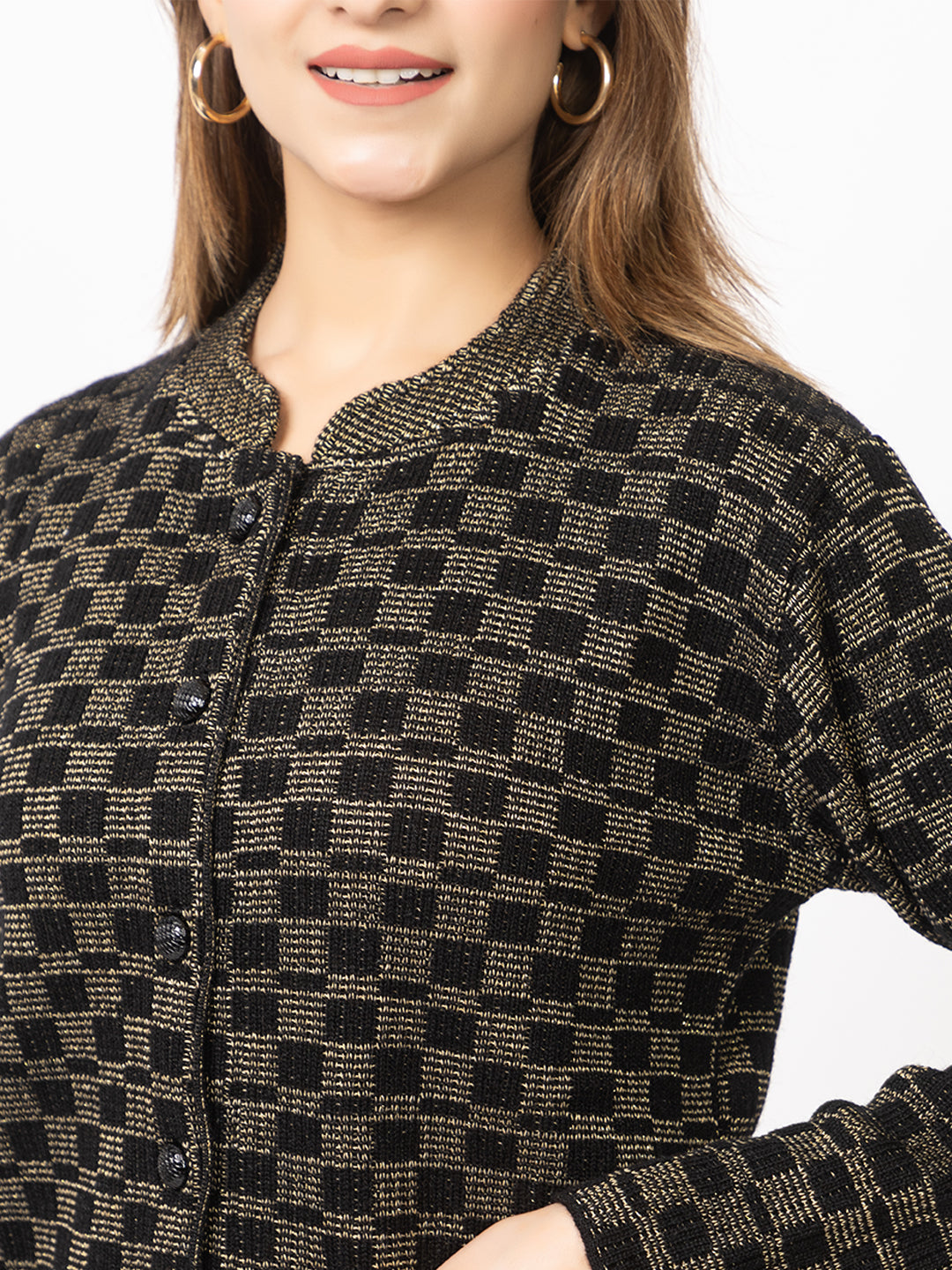 2894 Black Cardigan Acrylic Blend Button Closure Front Pocket Winter Wear TWENTY ME
