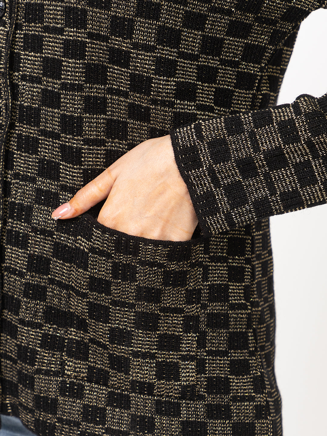 2894 Black Cardigan Acrylic Blend Button Closure Front Pocket Winter Wear TWENTY ME