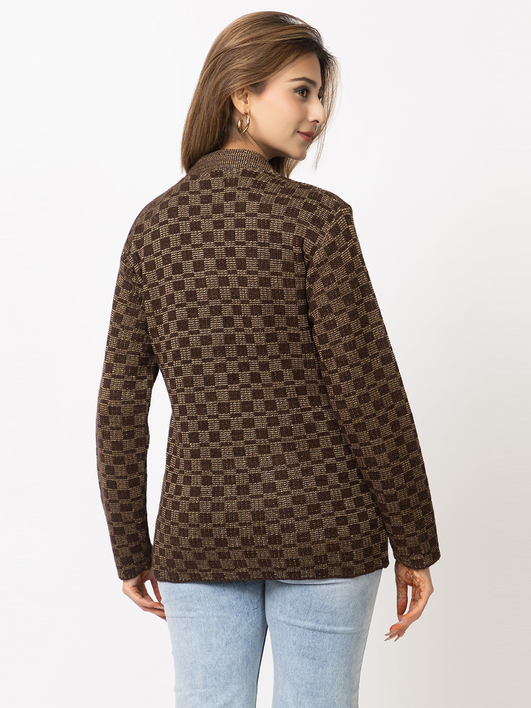 2894 Brown Cardigan Acrylic Blend Button Closure Front Pocket Winter Wear TWENTY ME