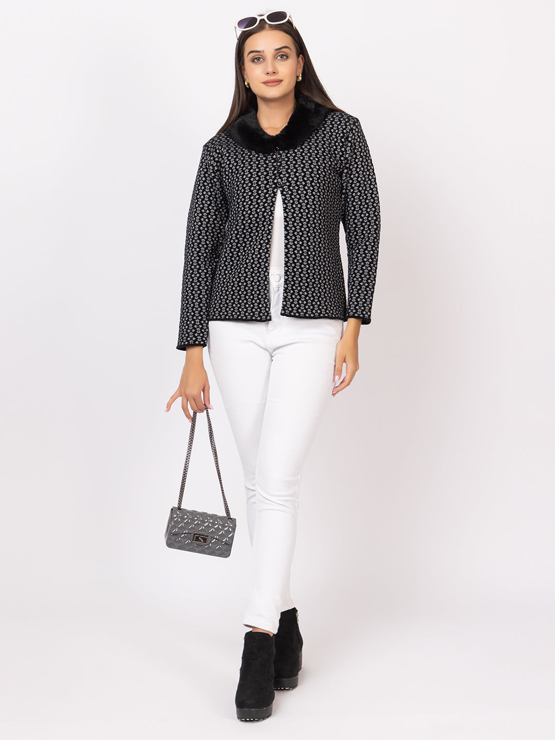 2901 Black Twenty Me Winter Casual Wear Womens Cardigan