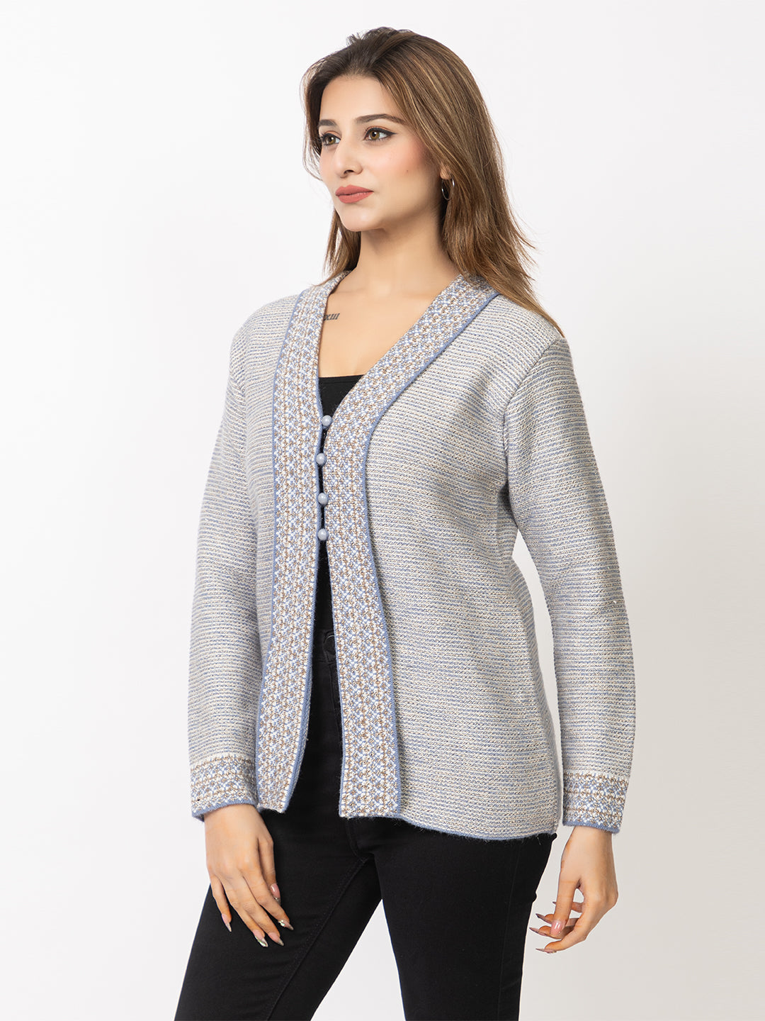 2911 Grey Cardigan Acrylic Blend Button Closure Soft & Warm Winter Wear TWENTY ME