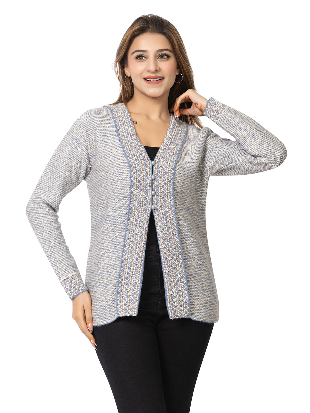 2911 Grey Cardigan Acrylic Blend Button Closure Soft & Warm Winter Wear TWENTY ME