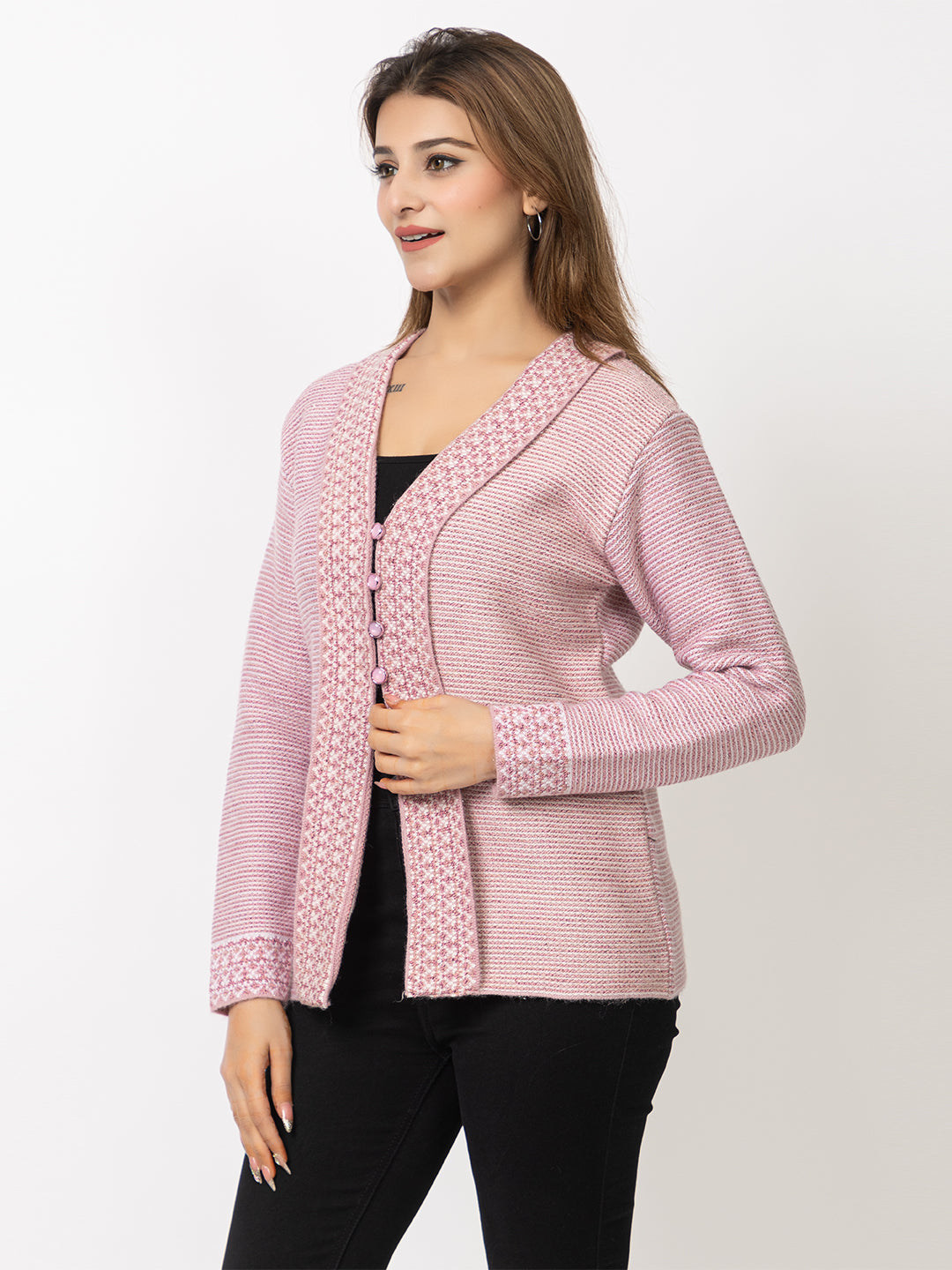 2911 Pink Cardigan Acrylic Blend Button Closure Soft & Warm Winter Wear TWENTY ME