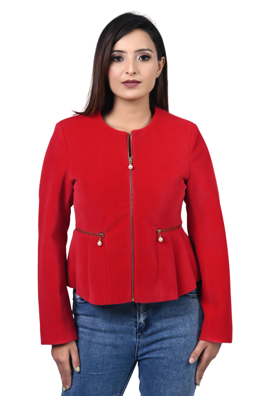 4100 Red Zipper crop style winter wear TWENTY ME