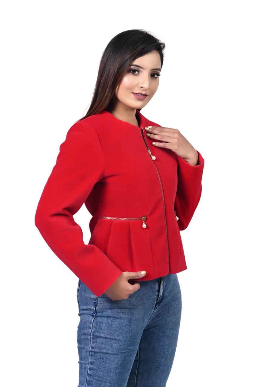 4100 Red Zipper crop style winter wear TWENTY ME