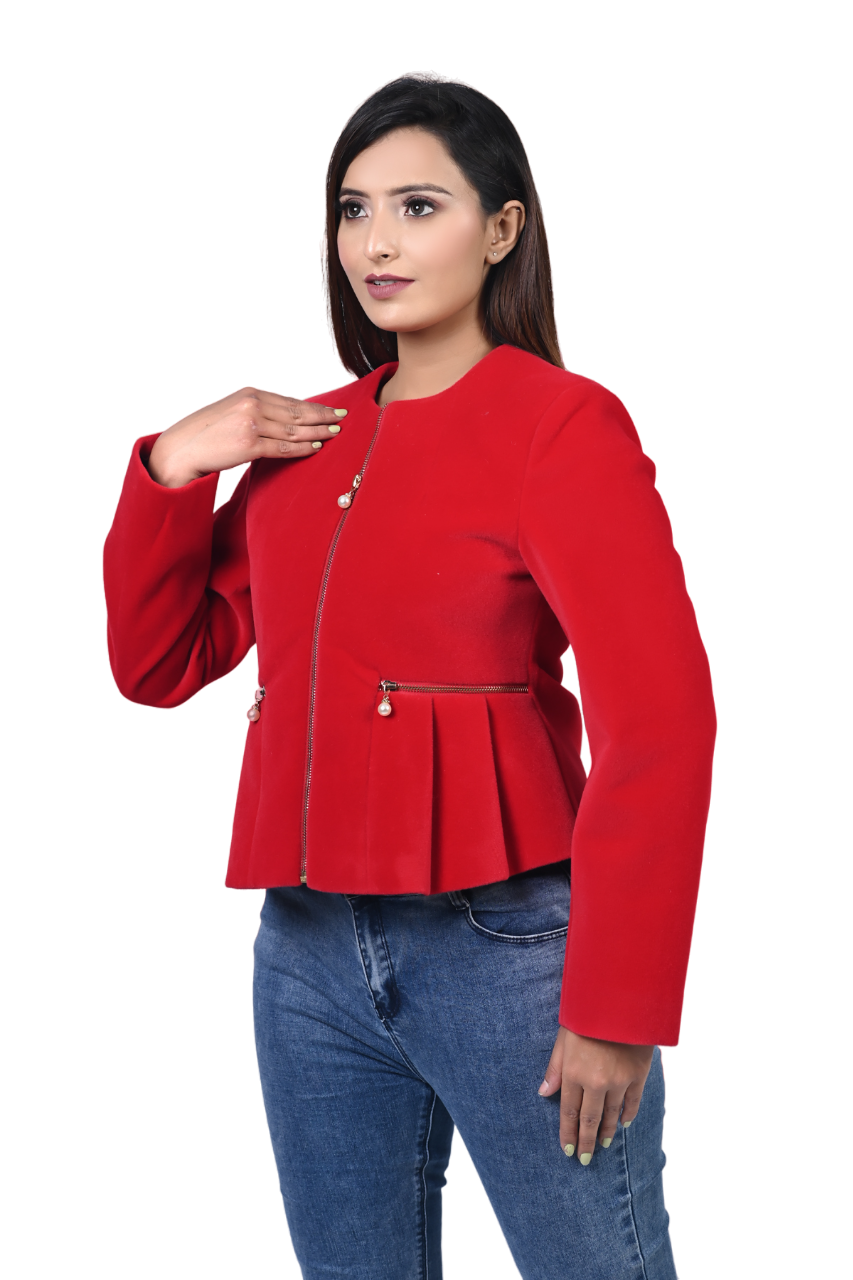 4100 Red Zipper crop style winter wear TWENTY ME