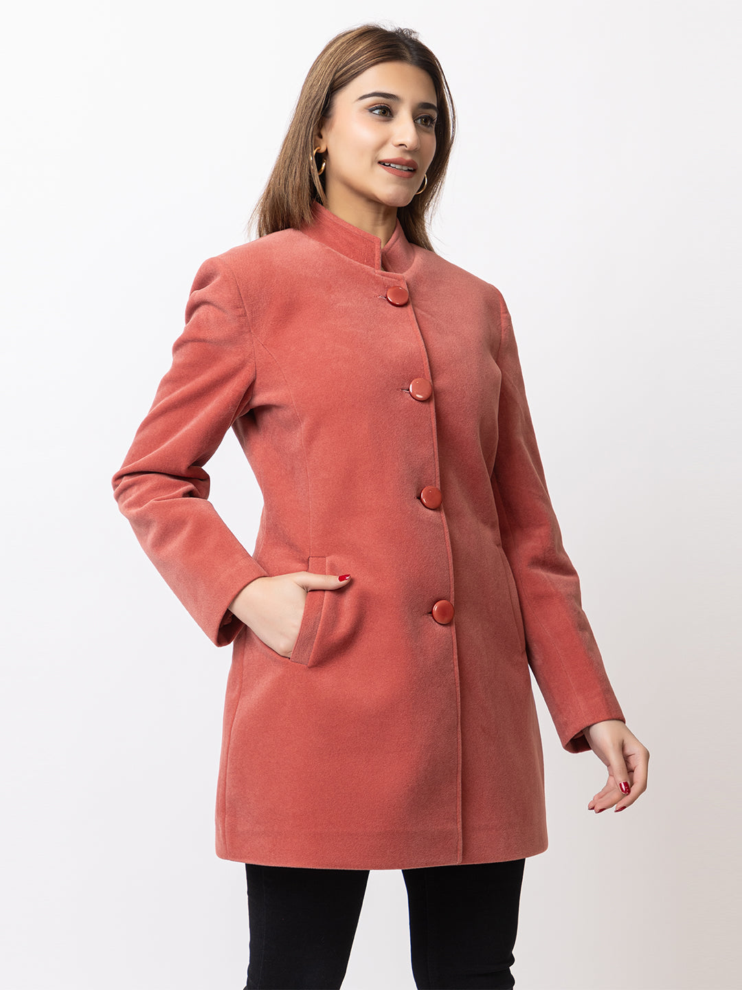 4126 Hot Pink Wool Blend Long Blazer Winter wear TWENTY ME