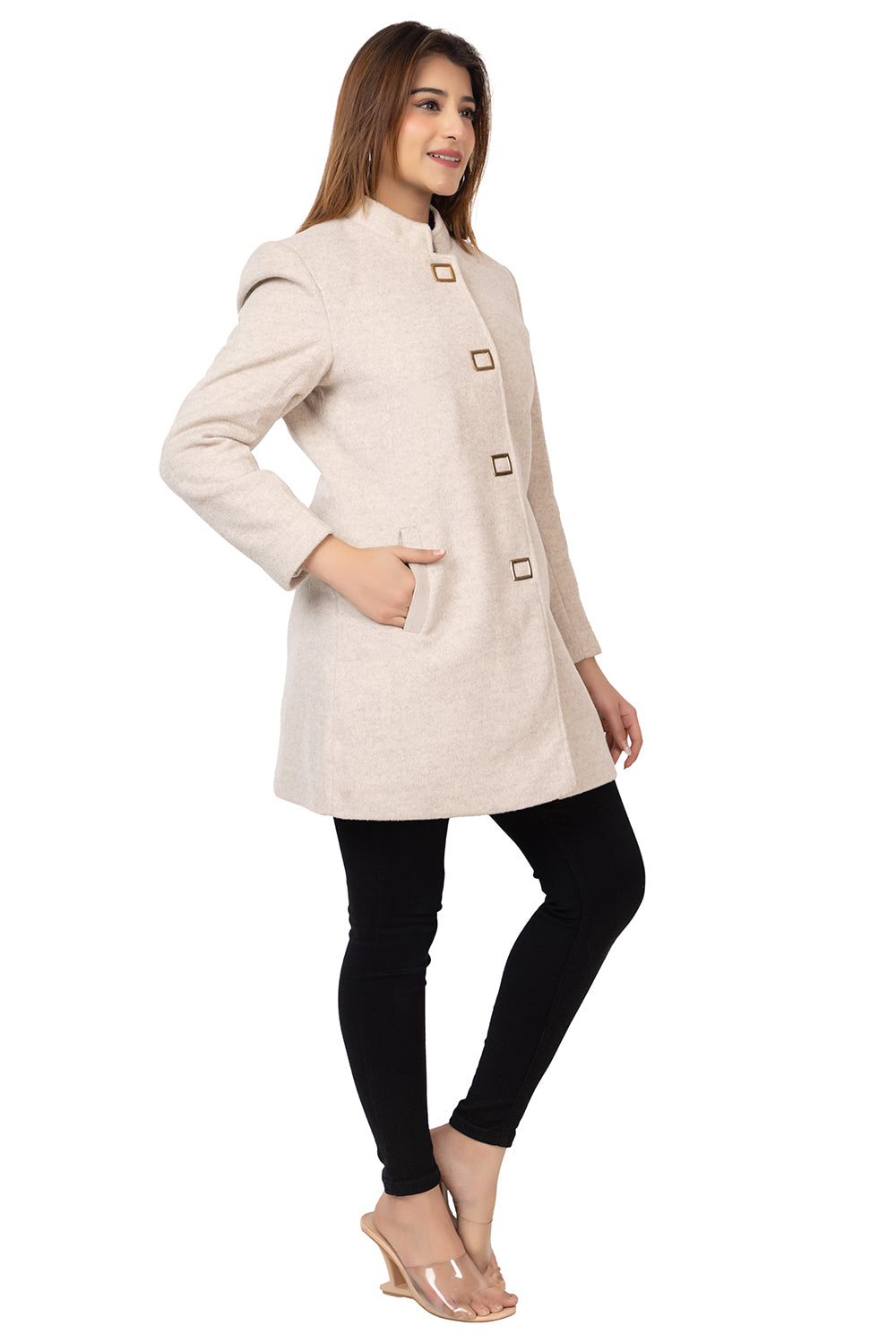 4126 Beige Wool Blend Long Blazer Winter wear TWENTY ME
